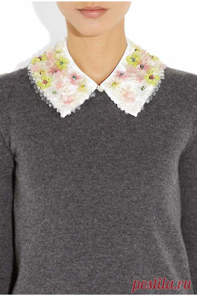 Marni | Embellished cotton-poplin collar | Beaded collars