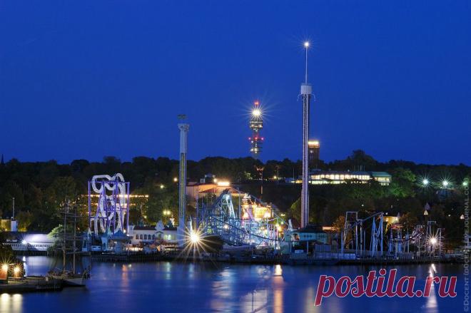 Ночные фото столицы Швеции.Юргорден,парк атракционов,музей Скансе,телебашня.