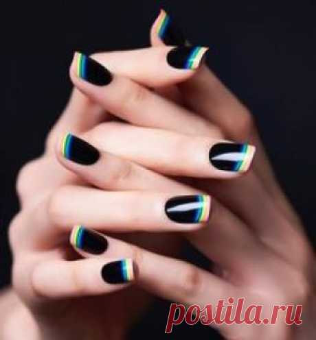 Rainbow French manicure