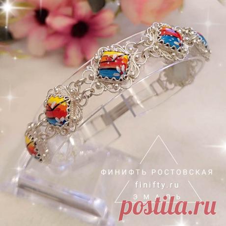 Браслет. Финифть.  Описание на официальном сайте https://finifty.ru/catalog/brasleti/braslet-biryusinka-1