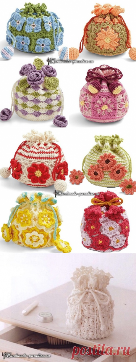 Косметичка - мешочек крючком. Схема - Handmade-Paradise