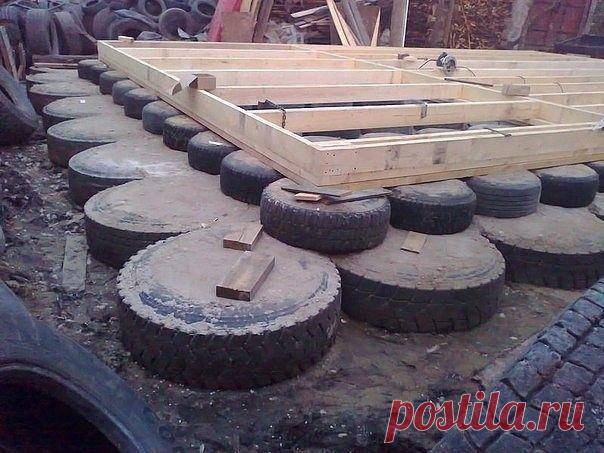 КАК СДЕЛАТЬ ФУНДАМЕНТ ИЗ ПОКРЫШЕК.