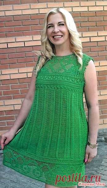 Зеленый цвет-к успеху. Сарафан с филейными узорами. - Все в ажуре... (вязание крючком) - Страна Мам