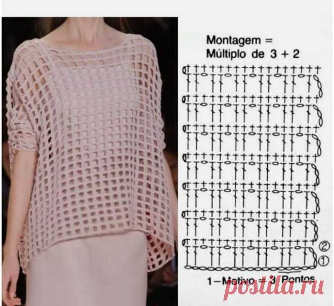 Сетчатый узор крючком