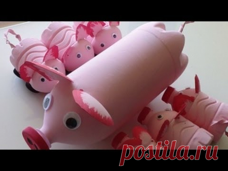 DIY Recycled Art and Crafts Ideas for Kids: How to Make Pig's Family from Plastic Bottles