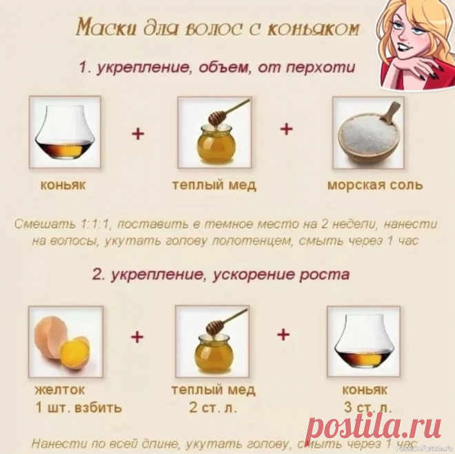 Секреты красоты. Маска для волос с коньяком .