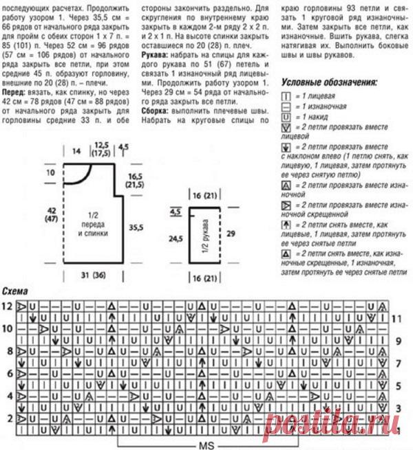 Черный пуловер спицами