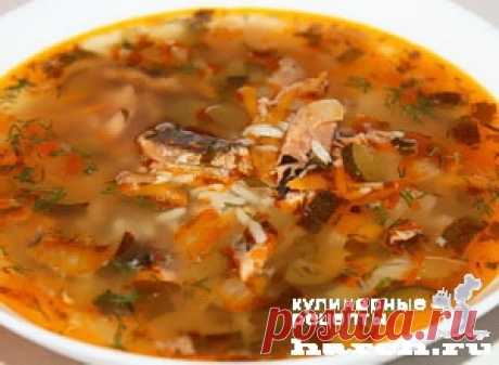Суп рассольник из рыбных консервов