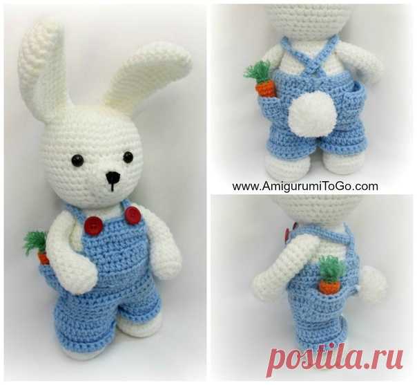Зайка с одежкой. Описание вязания.
Автор: AmigurumiToGo
Перевод: Love Amigurumi