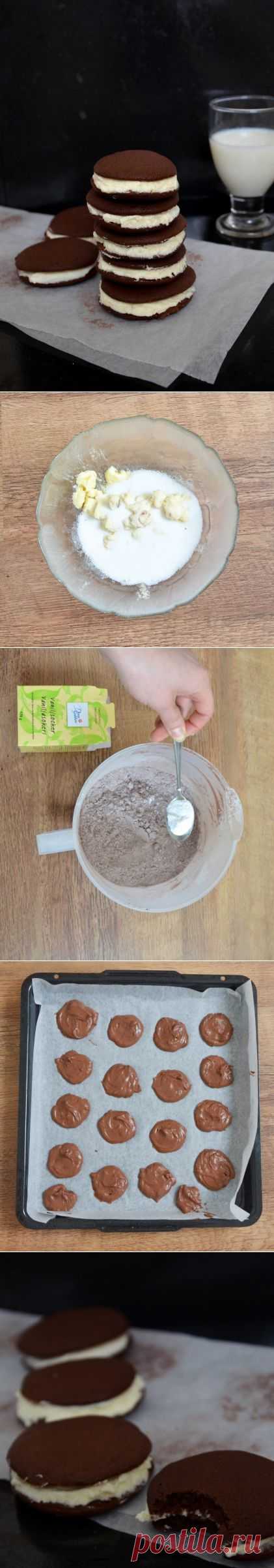 Очень Вкусные Шоколадные Whoopie со сливками.