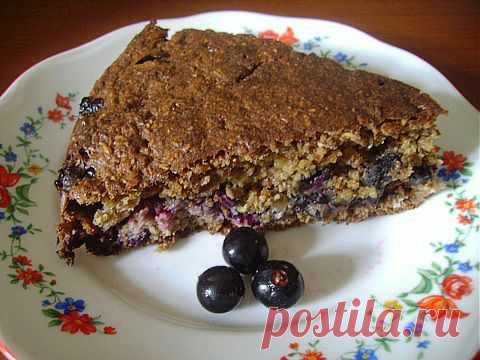 Легкий пирог с ягодами из геркулеса | Домашняя кулинария
