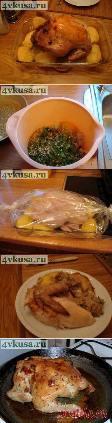 Курочка запеченная с пикантной ореховой начинкой | 4vkusa.ru