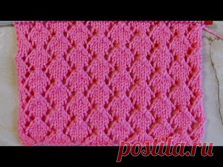 Ажурный узор Ромбики Вязание спицами Видеоурок 245