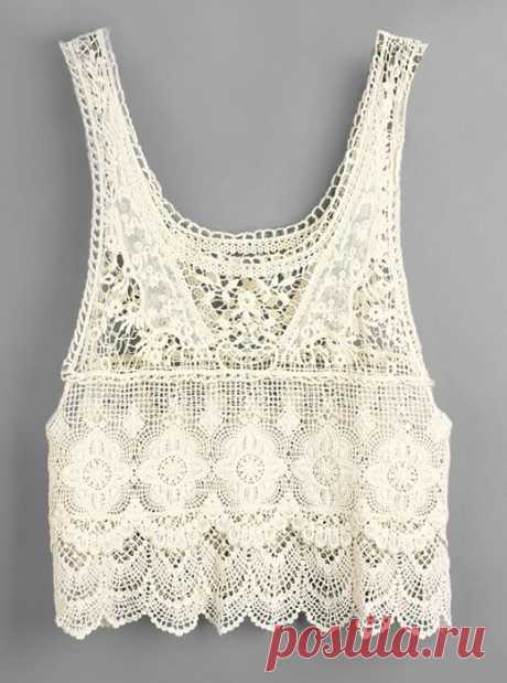 Beige Sleeveless Crochet Lace Vest | Pitsiä