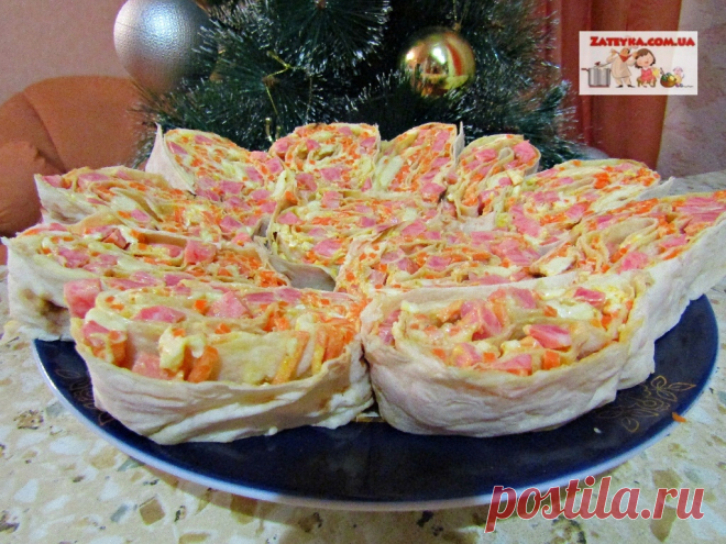 Рулет из лаваша с копченой колбасой и морковью по-корейски - Домашняя кулинария - медиаплатформа МирТесен