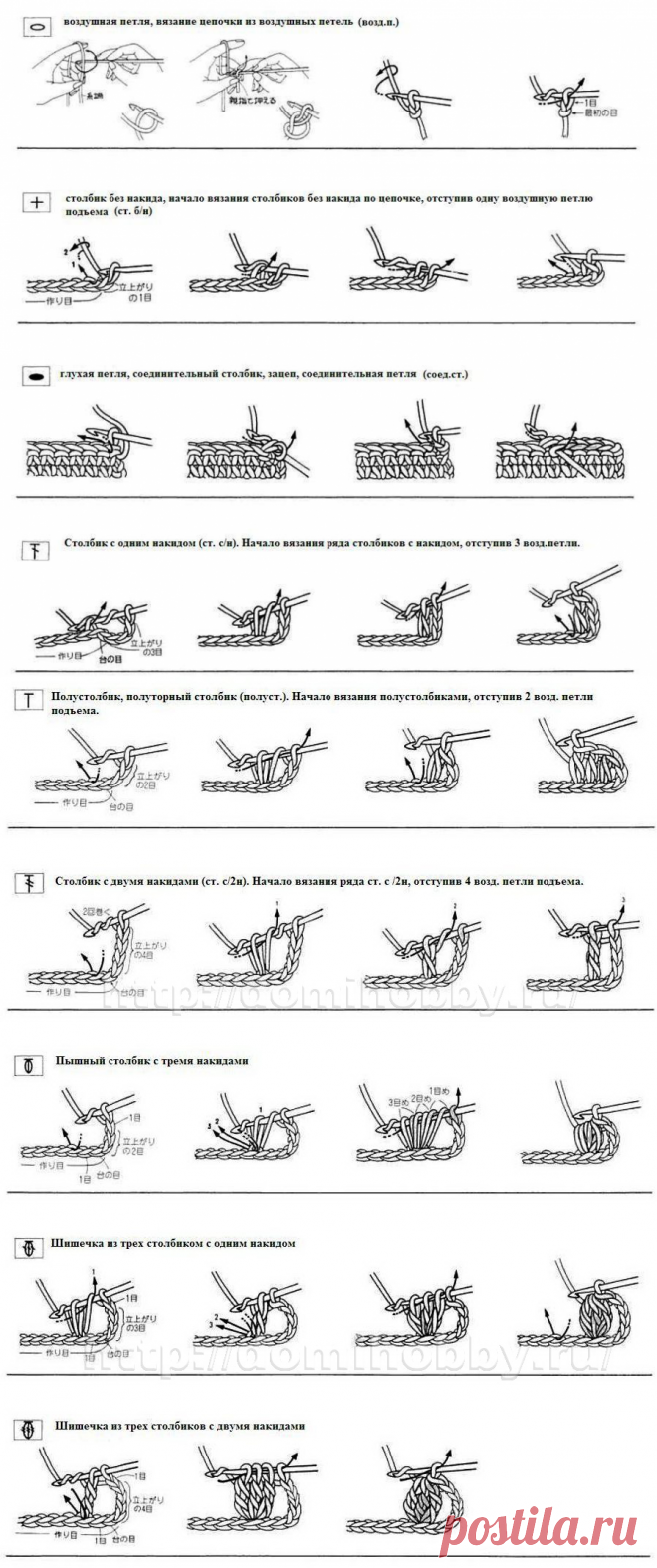 Domihobby.ru • Просмотр темы - Основные петли и столбики вязания крючком