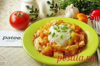 Куриная грудка с ананасами и карри