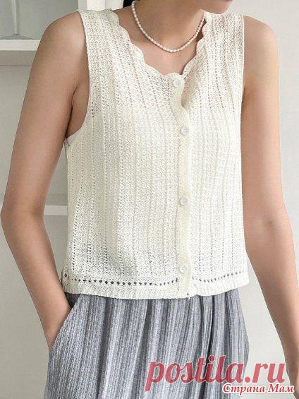 Летний жакет (жилет) с простым и выразительным узором - Вязание - Страна Мам