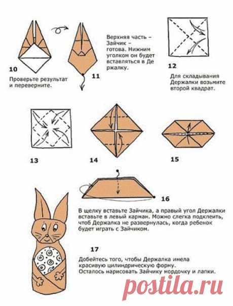 Пасхальный зайчик из салфетки