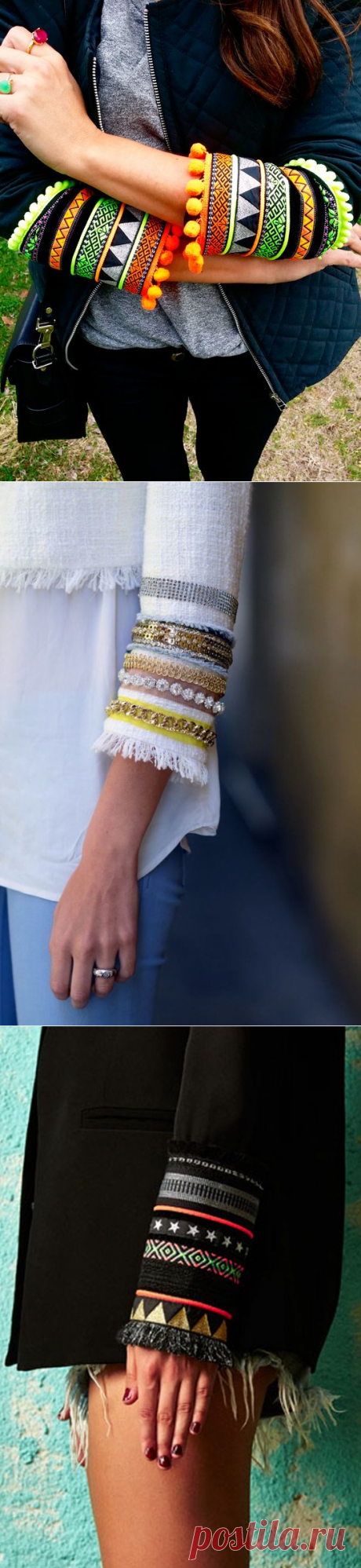 Декор на рукавах с этническими мотивами — Сделай сам, идеи для творчества - DIY Ideas