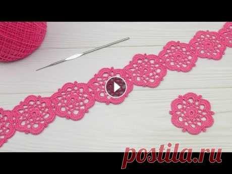 БЕЗОТРЫВНОЕ вязание крючком ЛЕНТОЧНОЕ КРУЖЕВО из цветочных мотивов Crochet Ribbon Lace Motif Flower Мастер-класс по безотрывному вязанию шестиугольных мотивов крючком. ПОЛОТНО из этих мотивов : @Уроки ВЯЗАНИЯ Литке Татьяны @Уроки ВЯЗАНИЯ для начинающ...