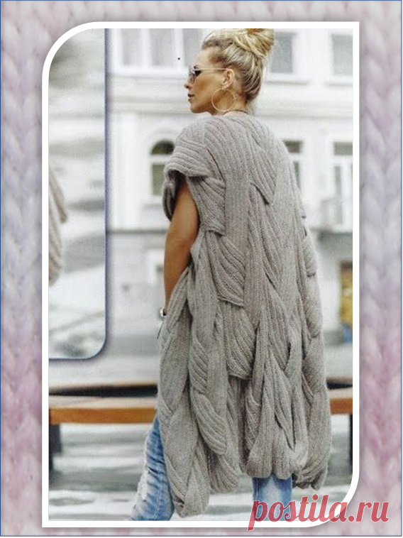 Крупная вязка: кардиган из огромных вязанных на спицах полос | Embroidery art | Яндекс Дзен