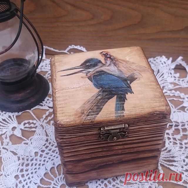 Моя любимая эльфийская шкатулочка. #декупаж #брашировкасобжигом карта#baseofart