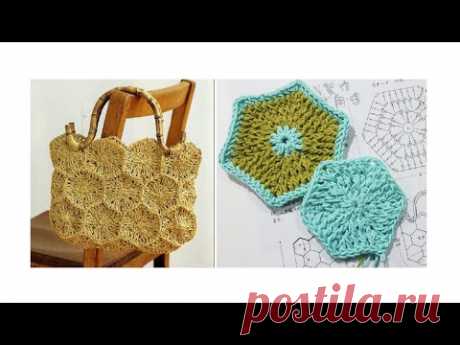 Как связать сумку* Crochet Bag-Beginner Friendly* Мотивы крючком  Шестиугольник. Просто!  Урок 350