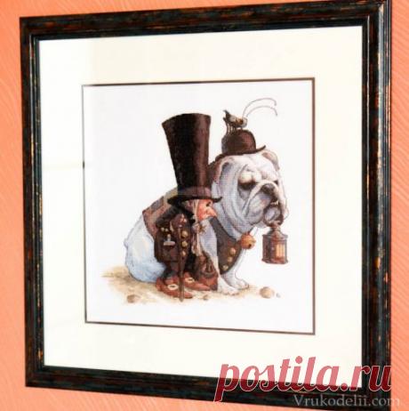 Гном с собакой / Вышивка крестом / В рукоделии