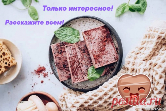 Рецепты красоты своими руками: ароматное мыло с какао и мятой Вам понадобится: Белая мыльная основа с маслом Ши 1−2 чайные ложки какао-порошка 1−2 чайные ложки мелко порезанной свежей мяты 6−10 капель эфирного масла мяты Силиконовая форма для мыла (можно заменить любым подходящим пластиковым или картонным...