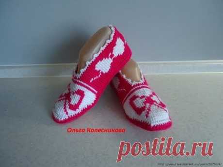 Вязаные тапочки. Мастер-класс. Сrochet slippers. Tutorial