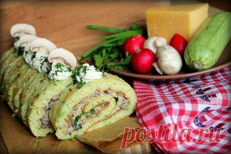 Кабачковый рулет с грибами — Sloosh – кулинарные рецепты