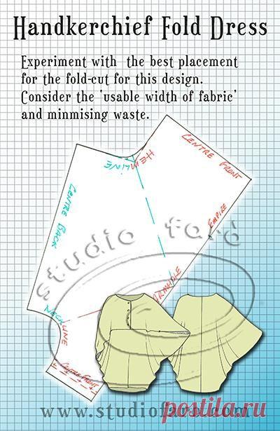 Шаблон- головоломка-Платок Сложите платье.