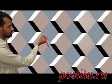 how to make 3D wall design | 3D wall painting | 3D wall texture new design | interior design ideas