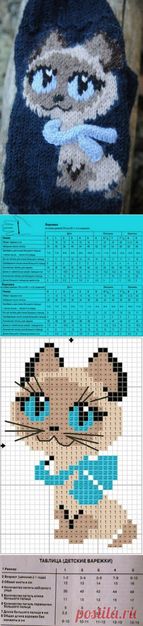 Варежки Коты (подробное руководство и схемы)