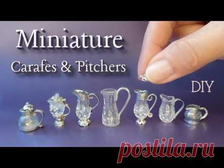MINIATURES for Dollhouse ~ 'GLASS & SILVER' ~ #Miniatures #DollhouseKitchen #Decanters #Carafes #DIY