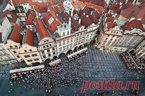 Чехия Прага Фото - Достопримечательности Праги на Фото. © Прага - вид с ратуши вниз