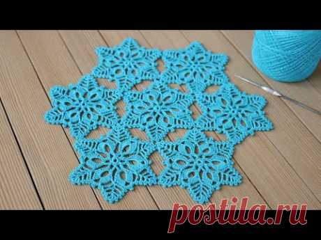 Ажурный МОТИВ крючком мастер-класс по вязанию СОЕДИНЕНИЕ   Crochet flower motif patterns tutorial