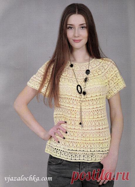 Вязаная кофточка узором Лилии