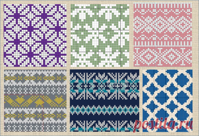100 простых схем для жаккарда - вязание спицами | ЖАККАРДос | Яндекс Дзен