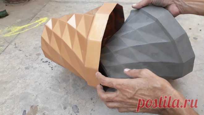 How to make beautiful cement pot at home easily || Creative flower pots ideas.