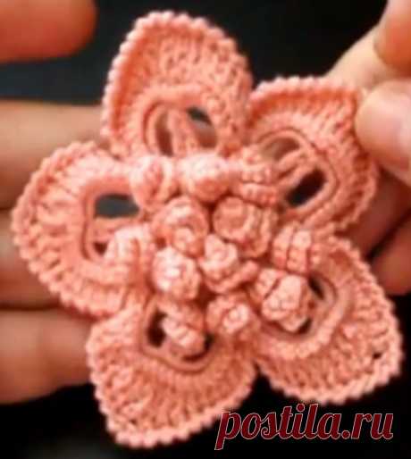 Как связать цветок с объёмной серединкой из "спиралек" от Натальи Котельниковой