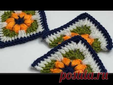 Как связать крючком треугольный мотив ☕️🧶