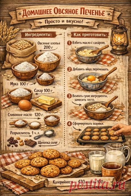 Домашнее овсяное печенье