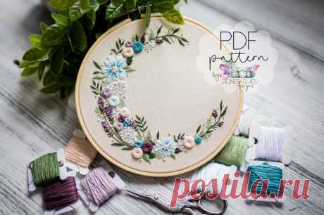 Floral Moon Embroidery Pattern Moon Floral Modern Hand | Etsy Moldova