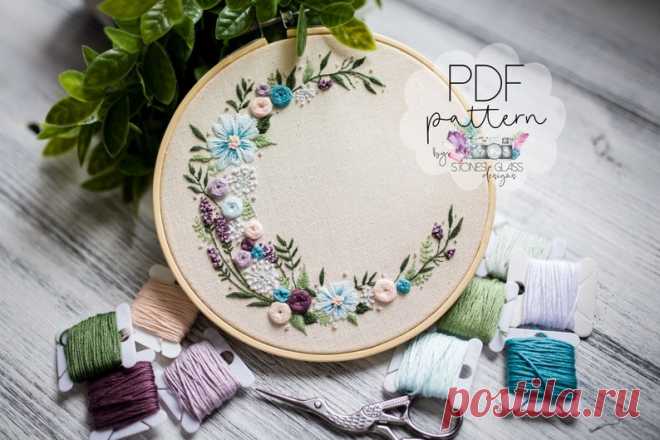 Floral Moon Embroidery Pattern Moon Floral Modern Hand | Etsy Moldova
