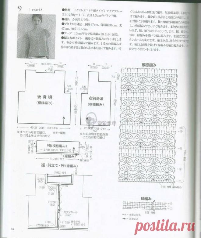 Бирюзовый жакет, связанный крючком