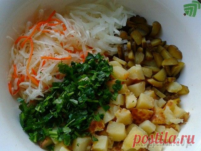 ПОСТНЫЙ САЛАТ С ПЕЧЁНОЙ КАРТОШКОЙ.