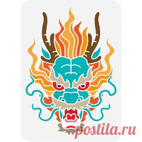 Plantilla de dragón Oriental asiático, plantilla de plástico para pintura, patrón de cabeza de dragón, DIY, 8,3x11,7 pulgadas - AliExpress