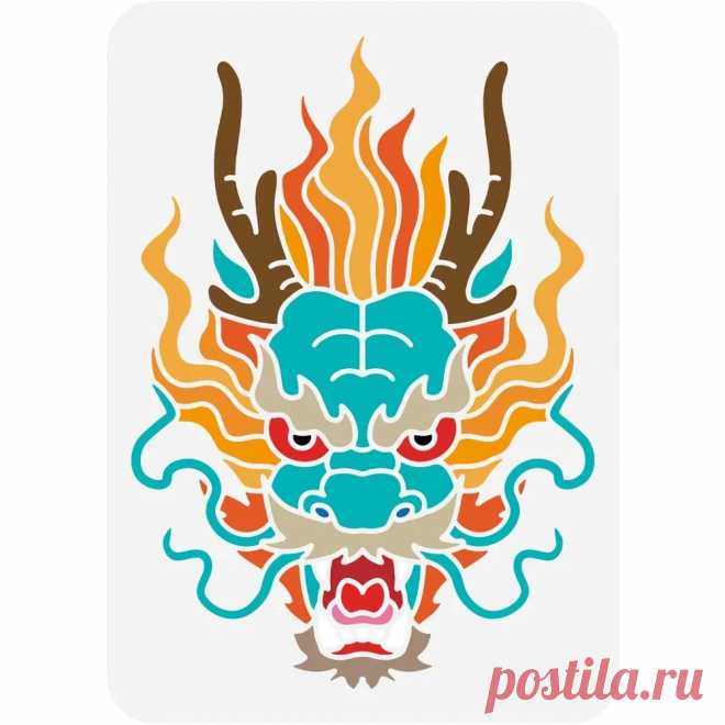 Plantilla de dragón Oriental asiático, plantilla de plástico para pintura, patrón de cabeza de dragón, DIY, 8,3x11,7 pulgadas - AliExpress